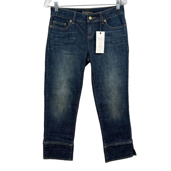 Simply Vera Vera Wang Womens Capri Jeans Straight Wide Hem Zip Fly